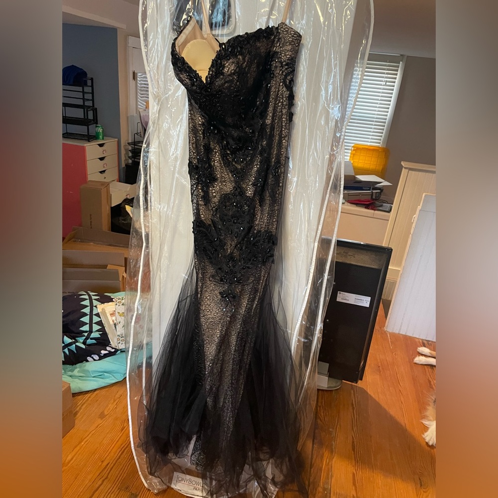 Black corset prom dress
